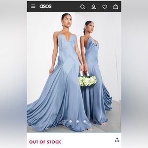 ASOS Edition Blue Backless Evening Gown Dress